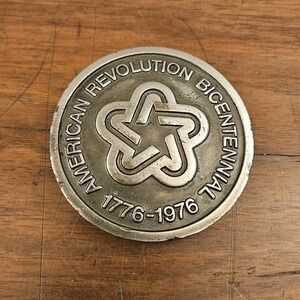 Vintage American Revolution Bicentennial 1776-1976 Belt Buckle Spec Cast Silver‎